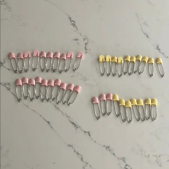 42 Pink and Yellow Large Safety Pins Set - Picture 1 of 2
